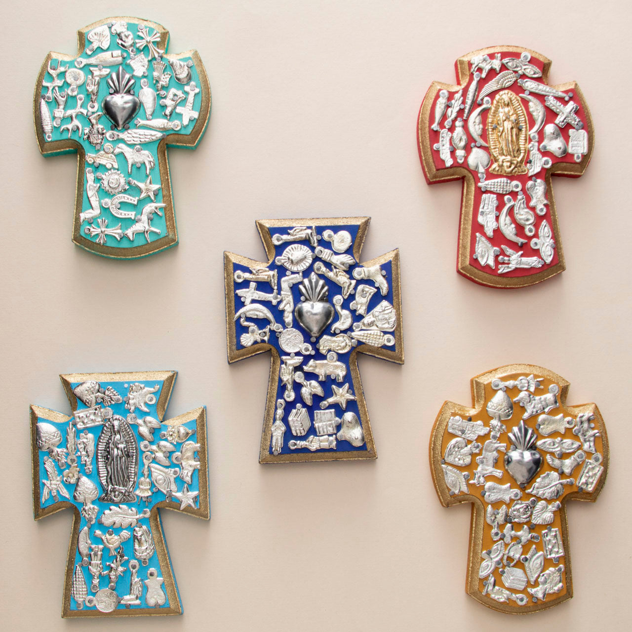 Wooden Wall Cross with Milagritos, Small