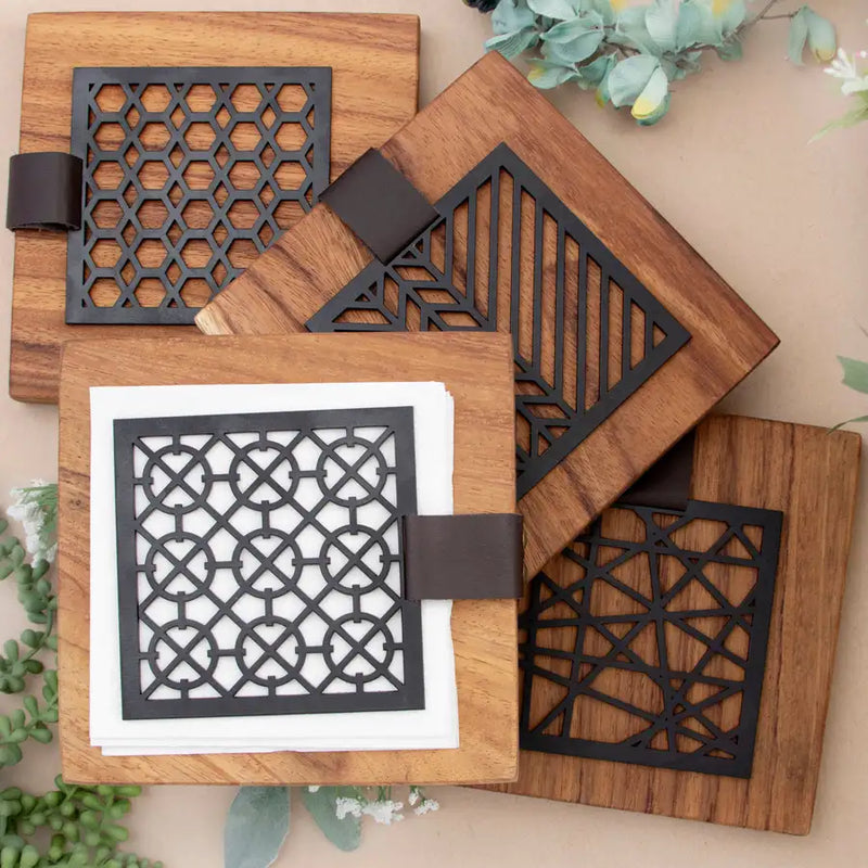 Parota Wood Modern Lines Napkin Holder - 4