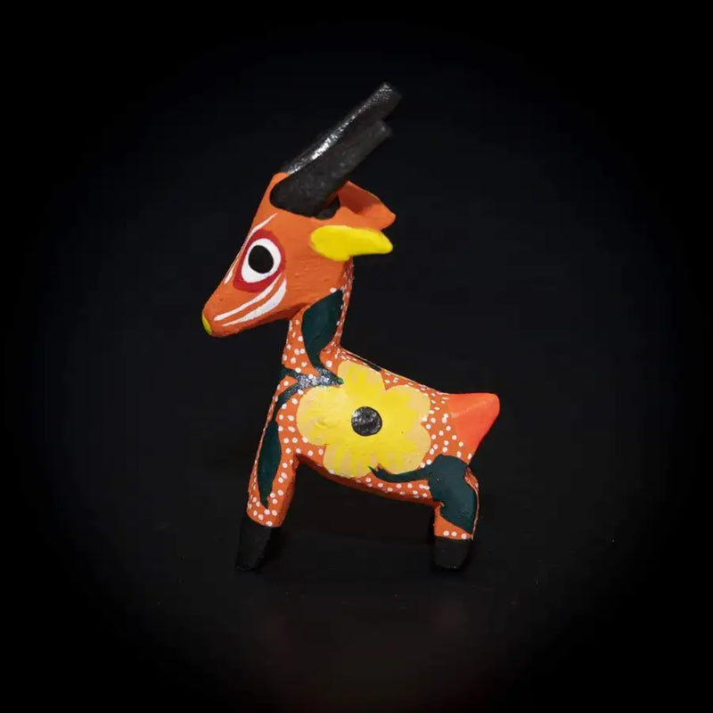 Hand Painted Goat Wooden Figurine - 9