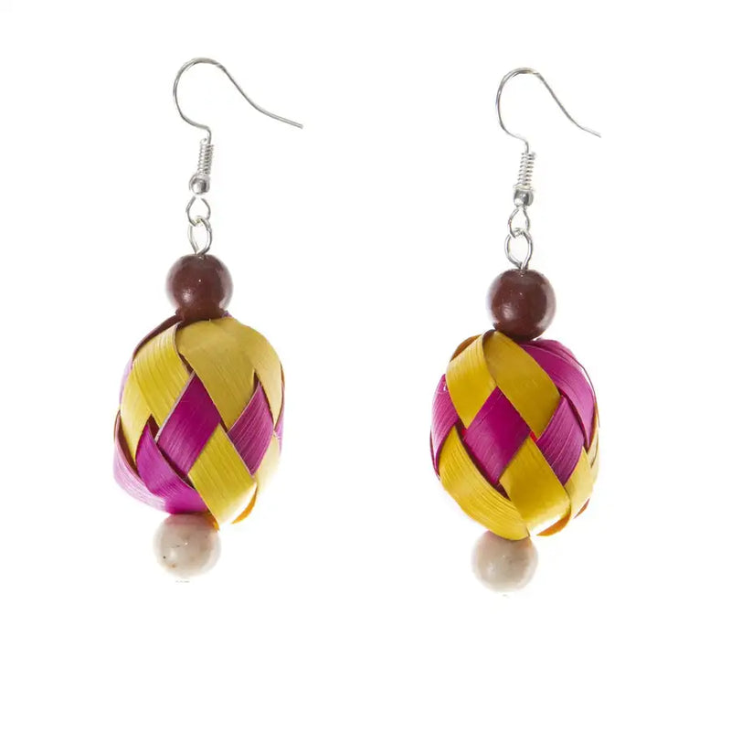 Colorful Woven Palm Beads Earrings - 3