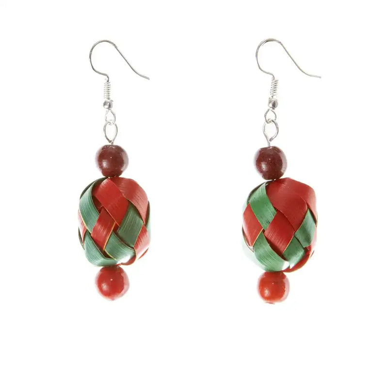 Colorful Woven Palm Beads Earrings - 4
