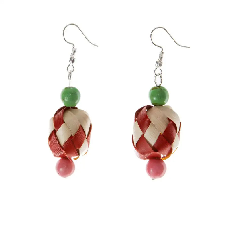 Colorful Woven Palm Beads Earrings - 5