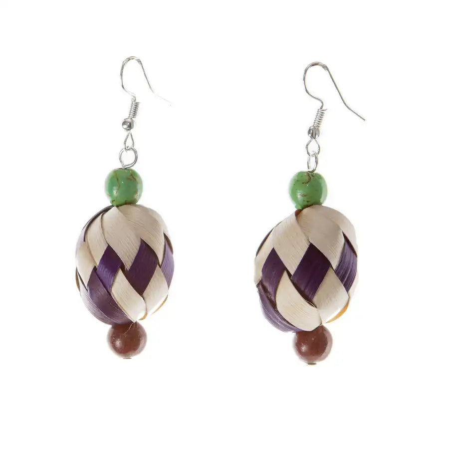Colorful Woven Palm Beads Earrings - 7