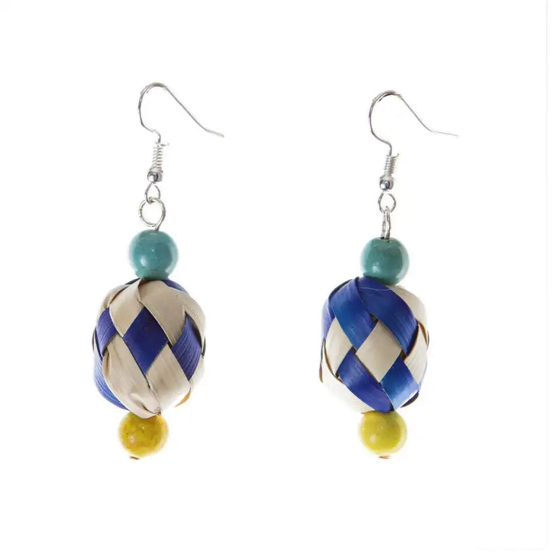 Colorful Woven Palm Beads Earrings - 1