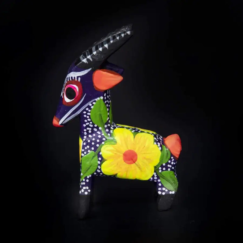 Hand Painted Goat Wooden Figurine - 10