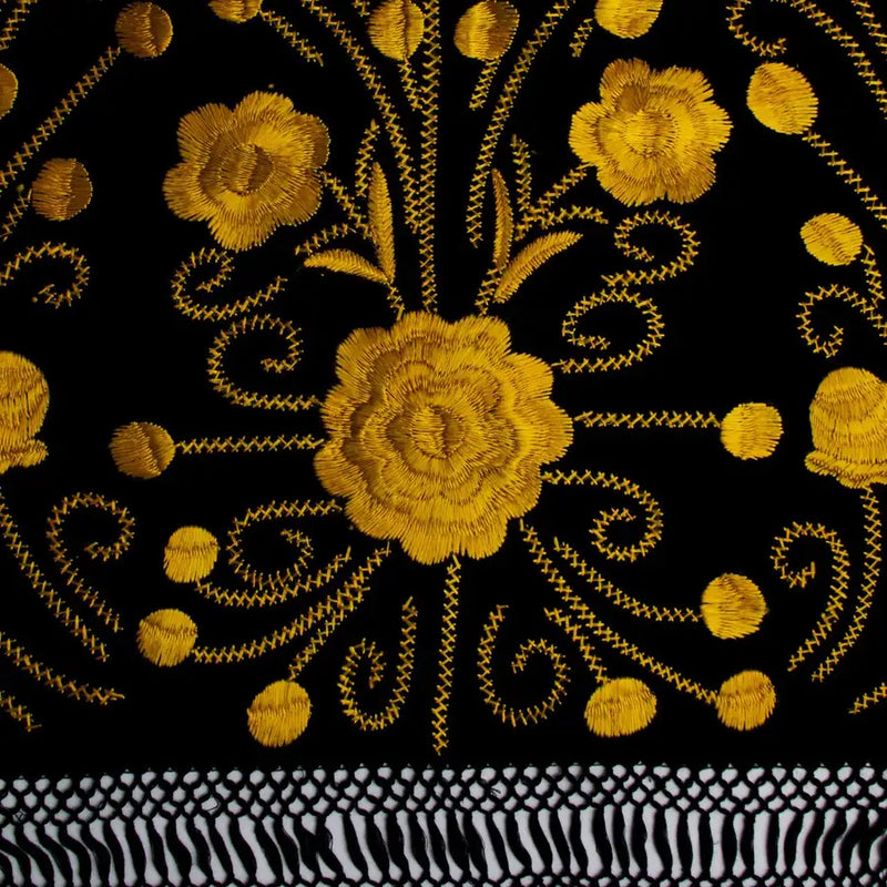 Floral Embroidery Black Rebozos - 7