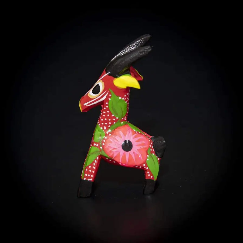 Hand Painted Goat Wooden Figurine - 6