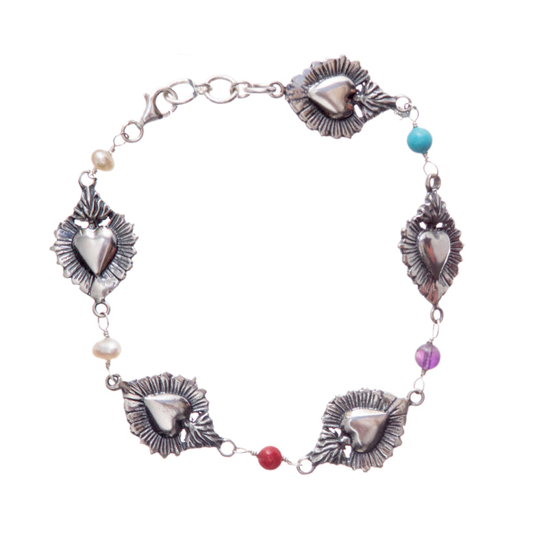 Sterling Silver Sacred Heart Bracelet