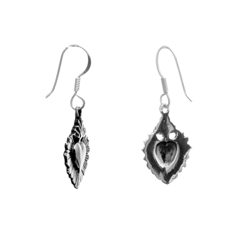 Sterling Silver Sacred Heart Earrings