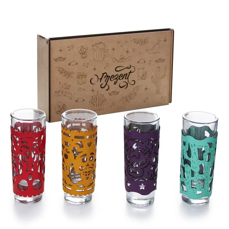 Colorful Faux Leather Cover Tequila Shot Glass - 8