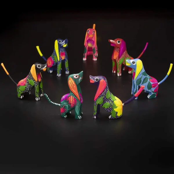 Hand Painted Long-eared Dog Wooden Figurine Alebrije