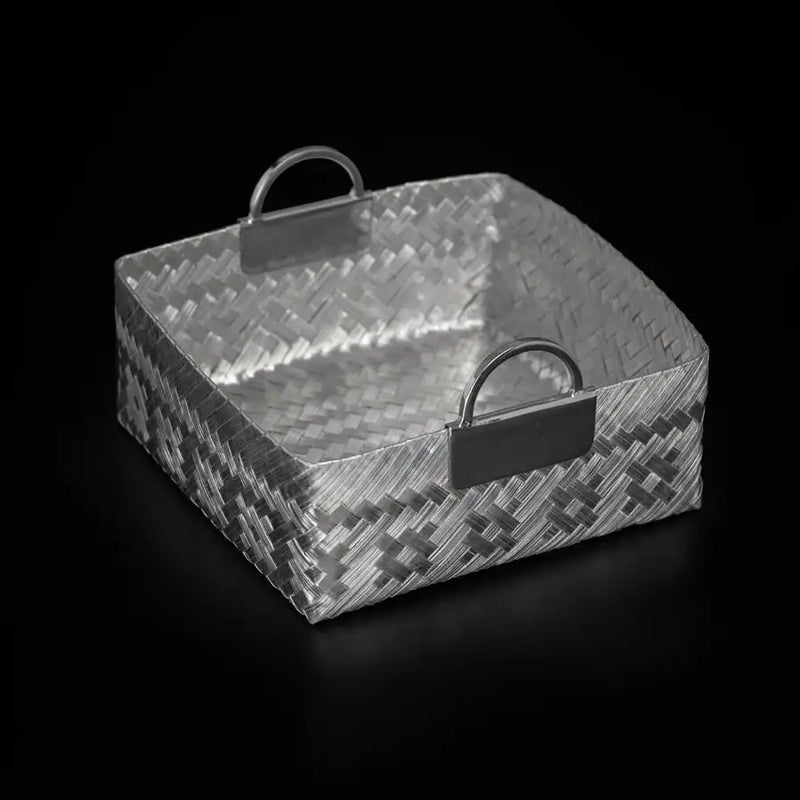 Woven Aluminum Square Basket with Handles - 3